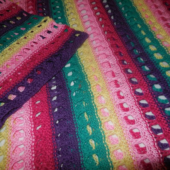 Pullover Sweater NWT  Summer Rainbow Tunic See-through Knit Top - Picture 4 of 7